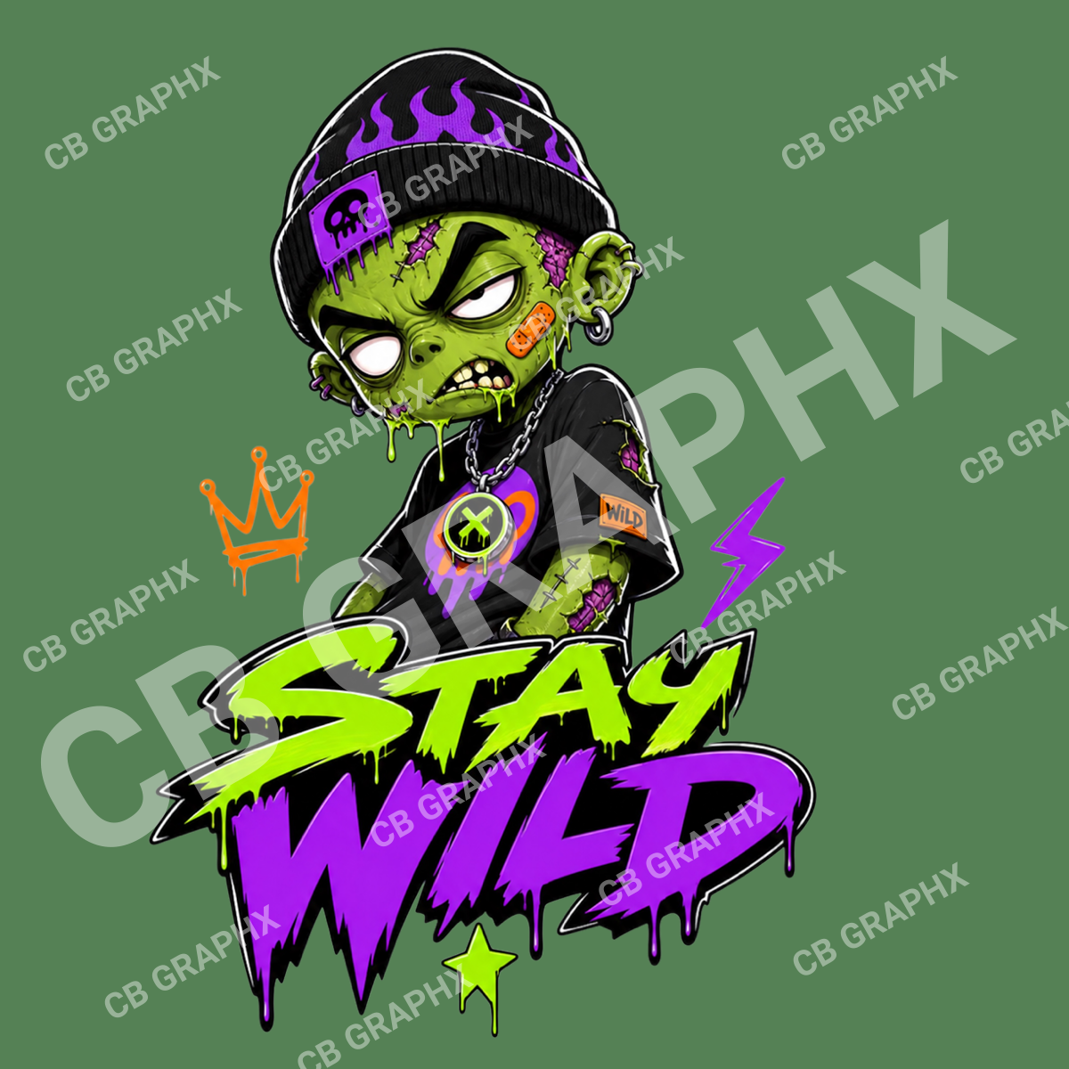 Custom Ready To Press DTF Stay Wild Zombie Transfer