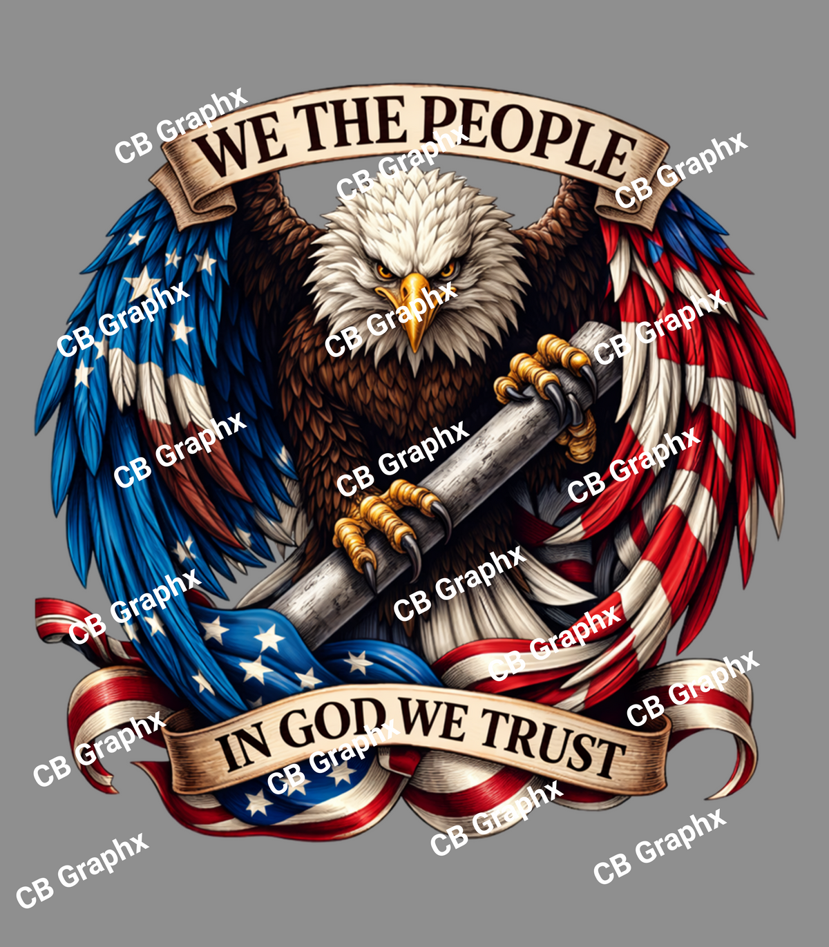 Custom Ready To Press DTF United States of America Flag & Eagle Transfer
