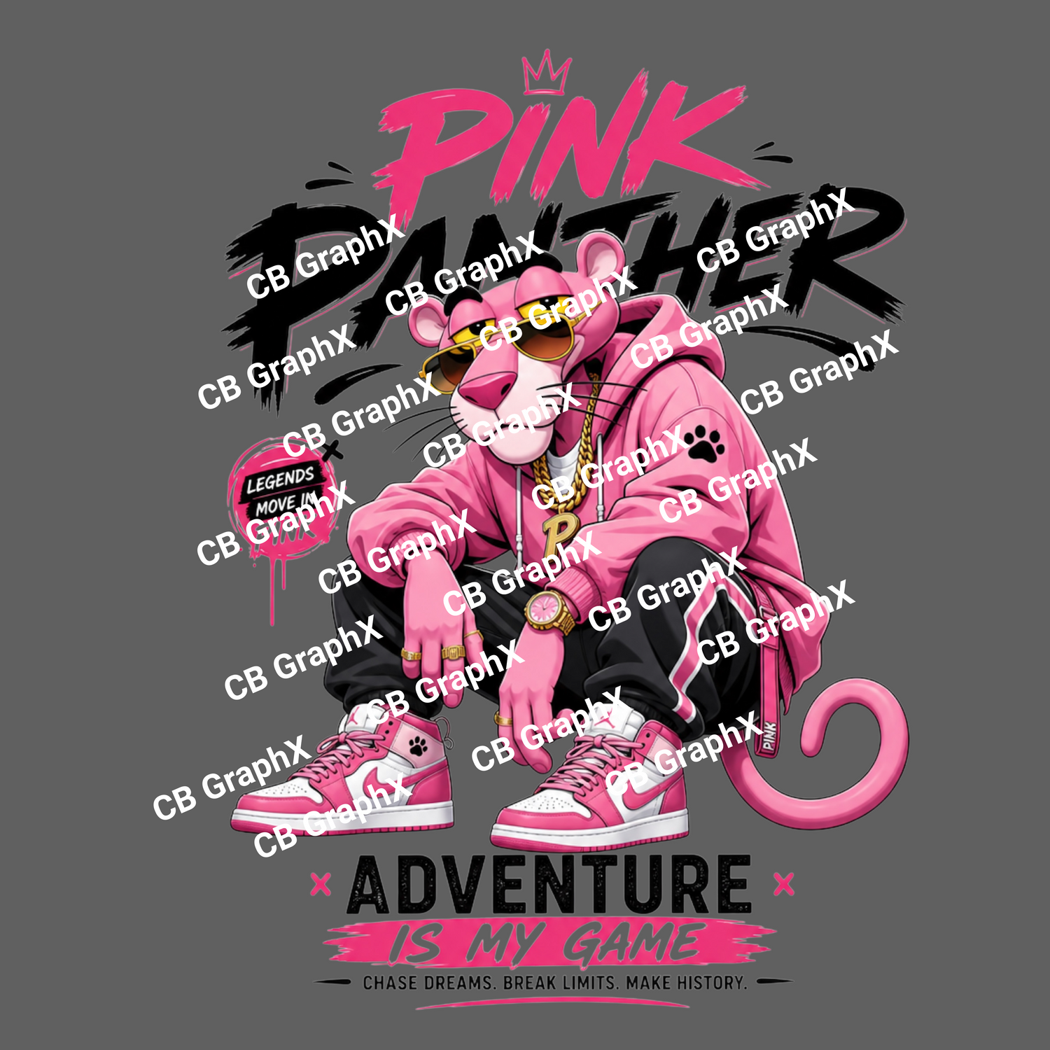 Custom Ready To Press DTF Pink Panther Transfer