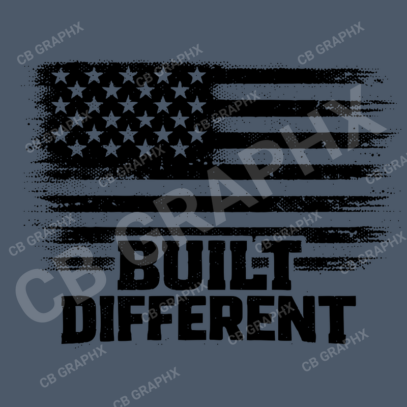 Custom Ready To Press DTF Distressed American Flag Black Transfer