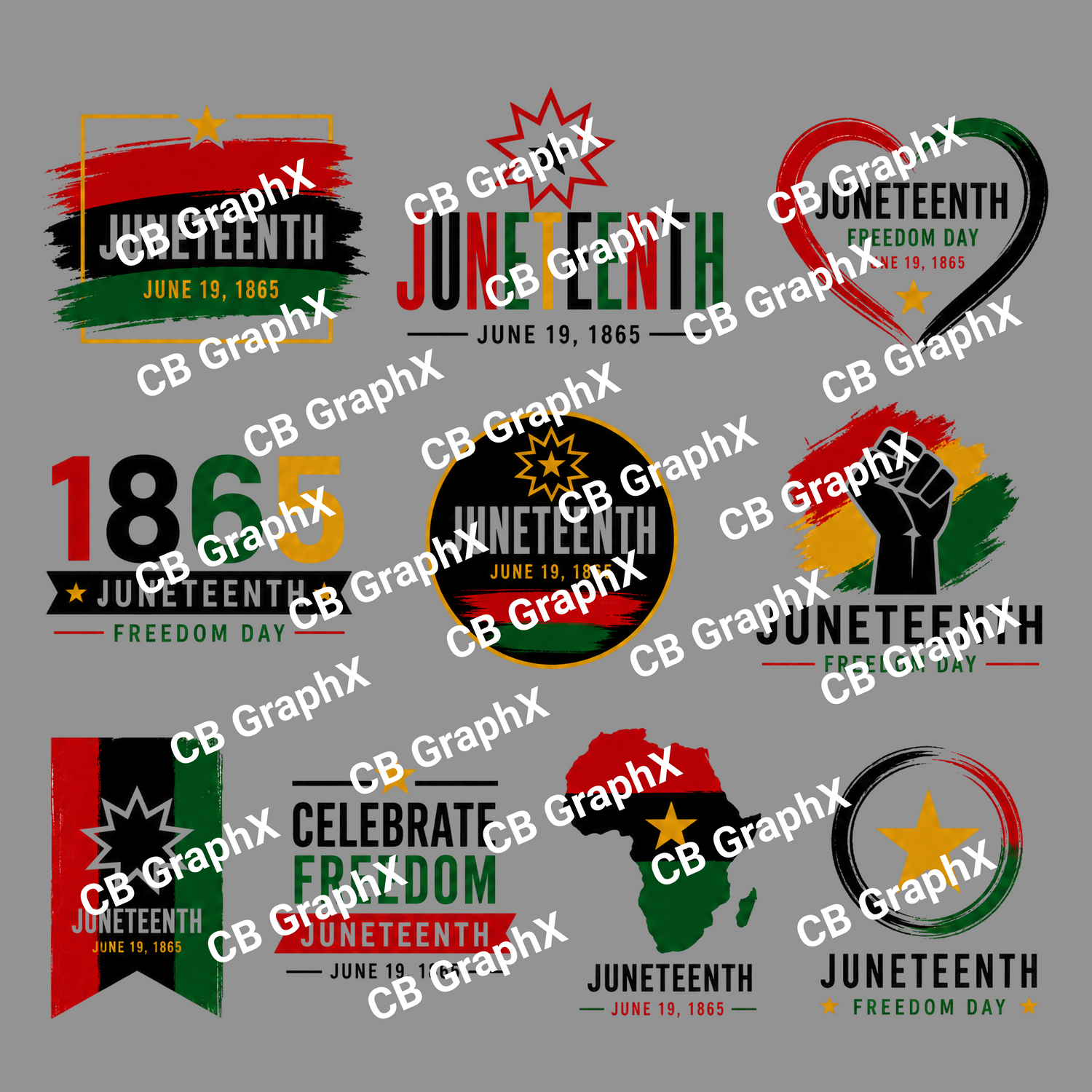 10 Juneteenth Celebration Designs (Digital Download)