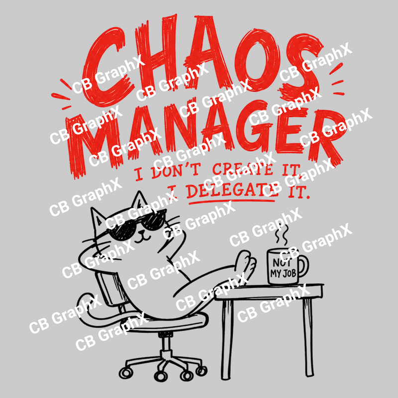 Custom DTF Transfer - Chaos Manager Design Ready To Press