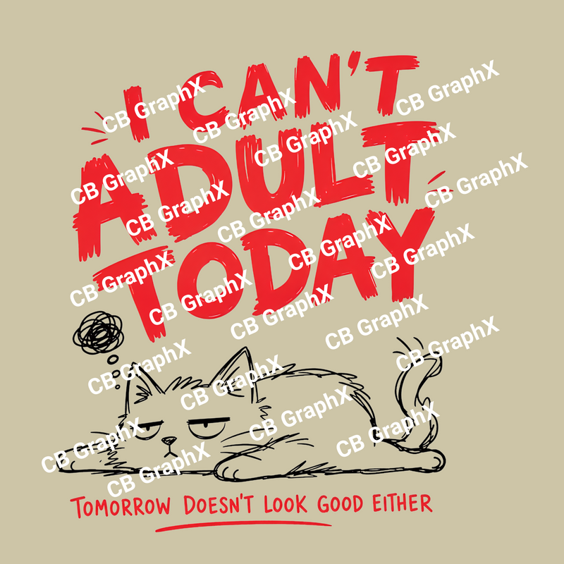 Custom DTF Transfer - I Can’t Adult Today Design Ready To Press