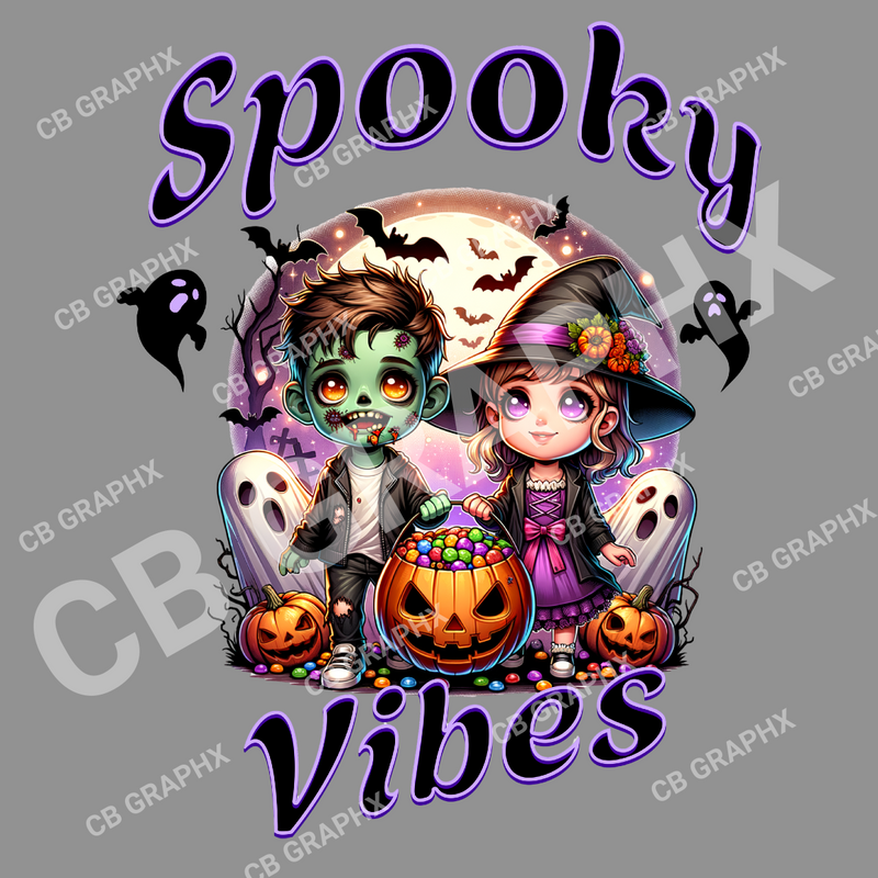Custom Ready To Press DTF Spooky Vibes Transfer