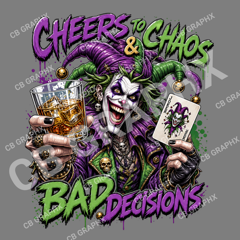 Custom Ready To Press DTF Cheers To Chaos Transfer