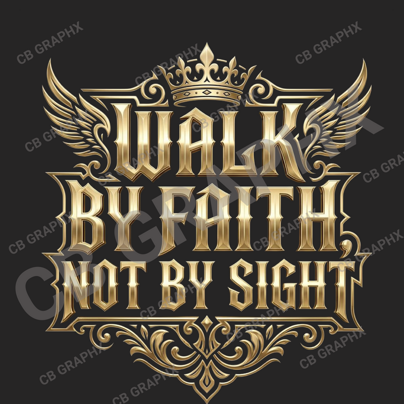Custom Ready To Press DTF Walk By Faith Transfer