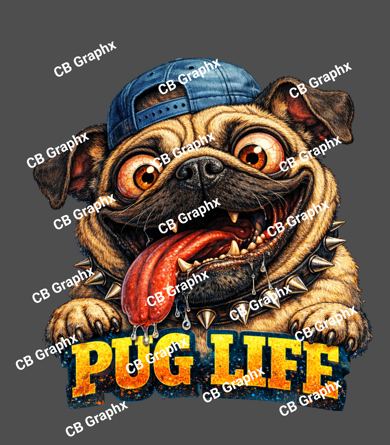 Custom Ready To Press DTF Pug Life Transfer