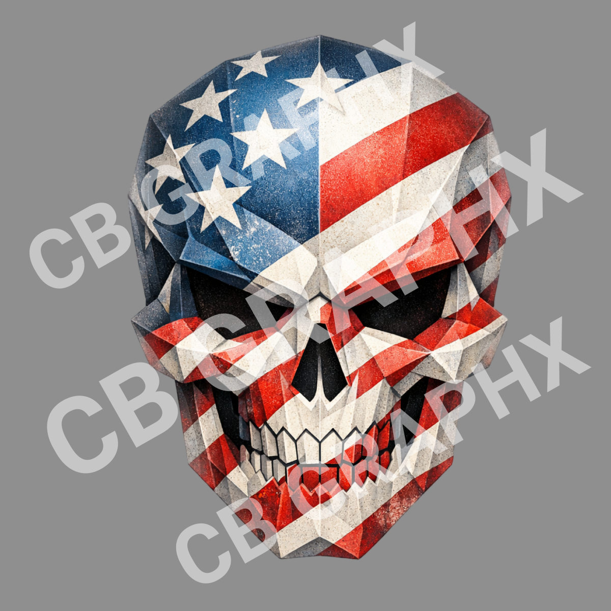Custom Ready To Press DTF American Skull Head Transfer