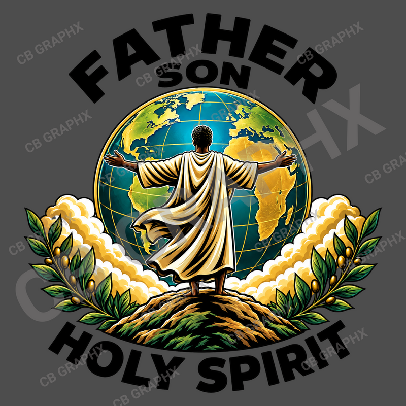 Custom Ready To Press DTF Father, Son, Holy Spirit Transfer