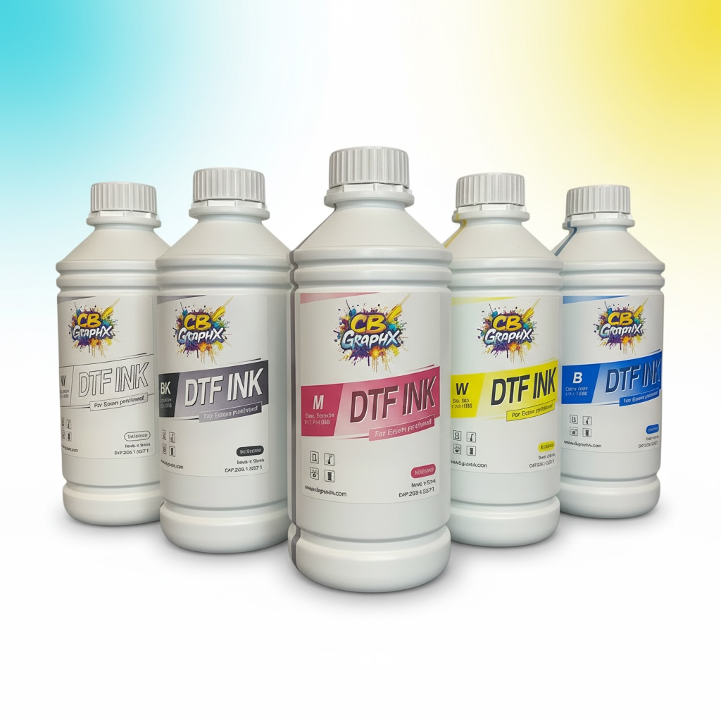 CB GRAPHX DTF Ink Combo Pack 1000ML ( 1 White, 1 Black, 1 Cyan, 1 Magenta, 1 Yellow )