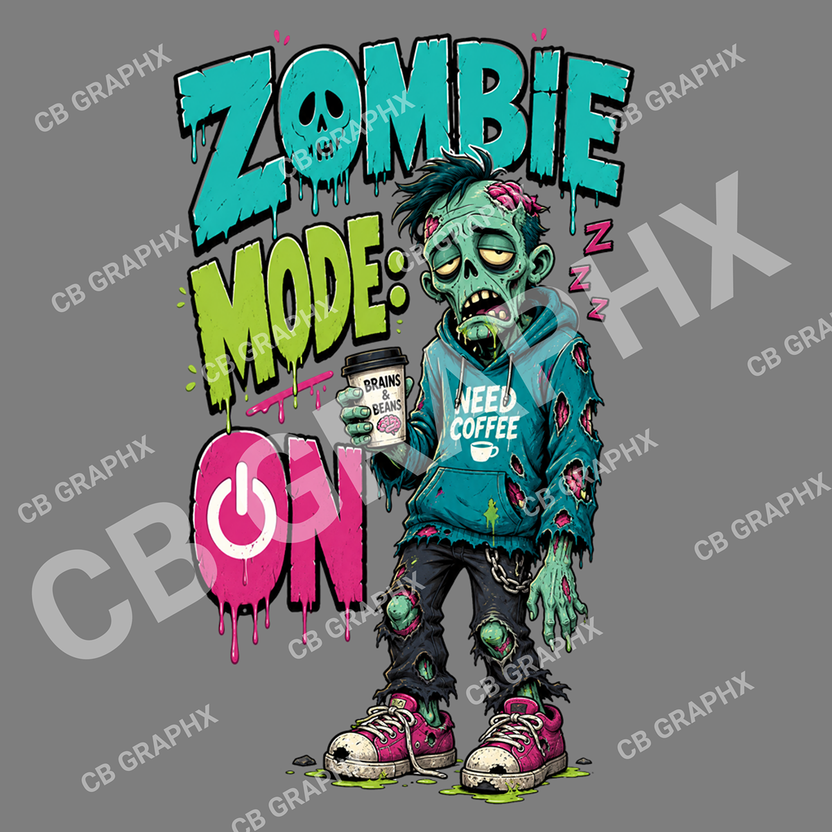 Custom Ready To Press DTF Zombie Mode Transfer
