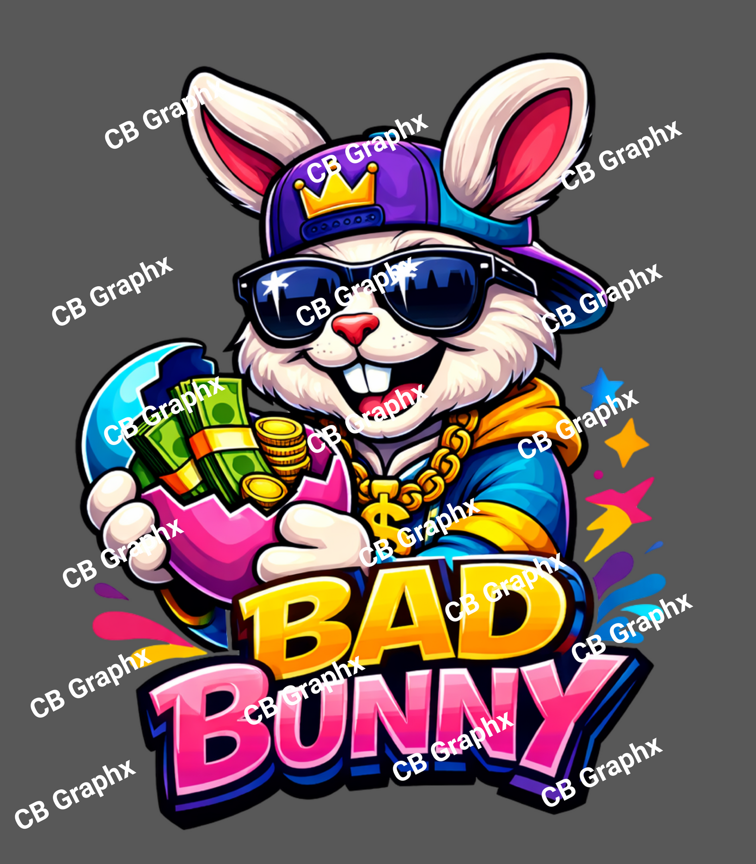 Custom Ready To Press DTF Bad Bunny Transfer