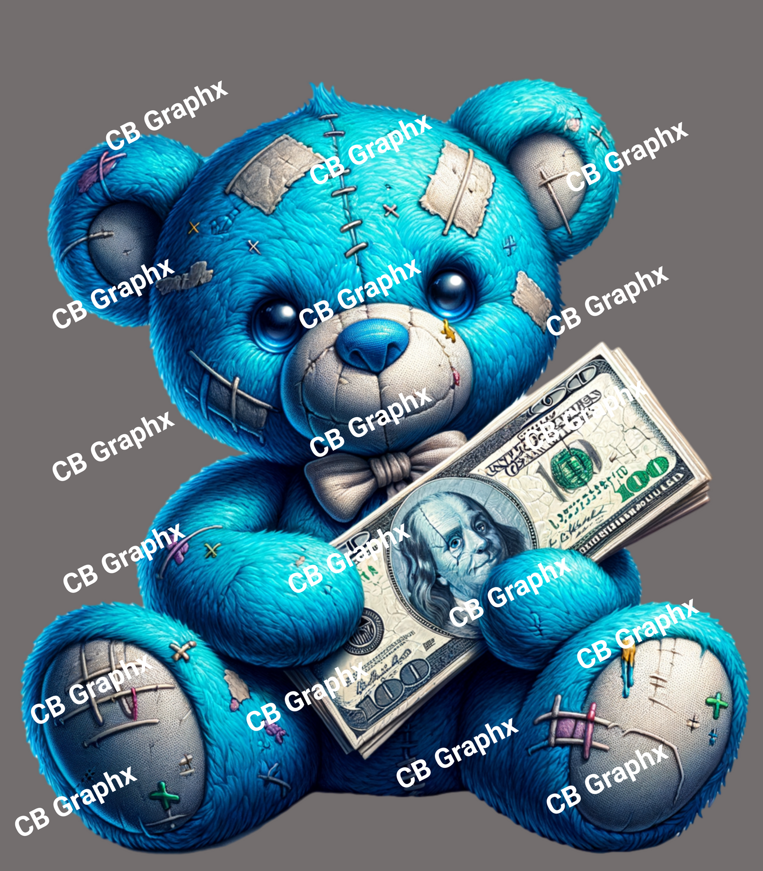Custom Ready To Press DTF Money Bear Transfer