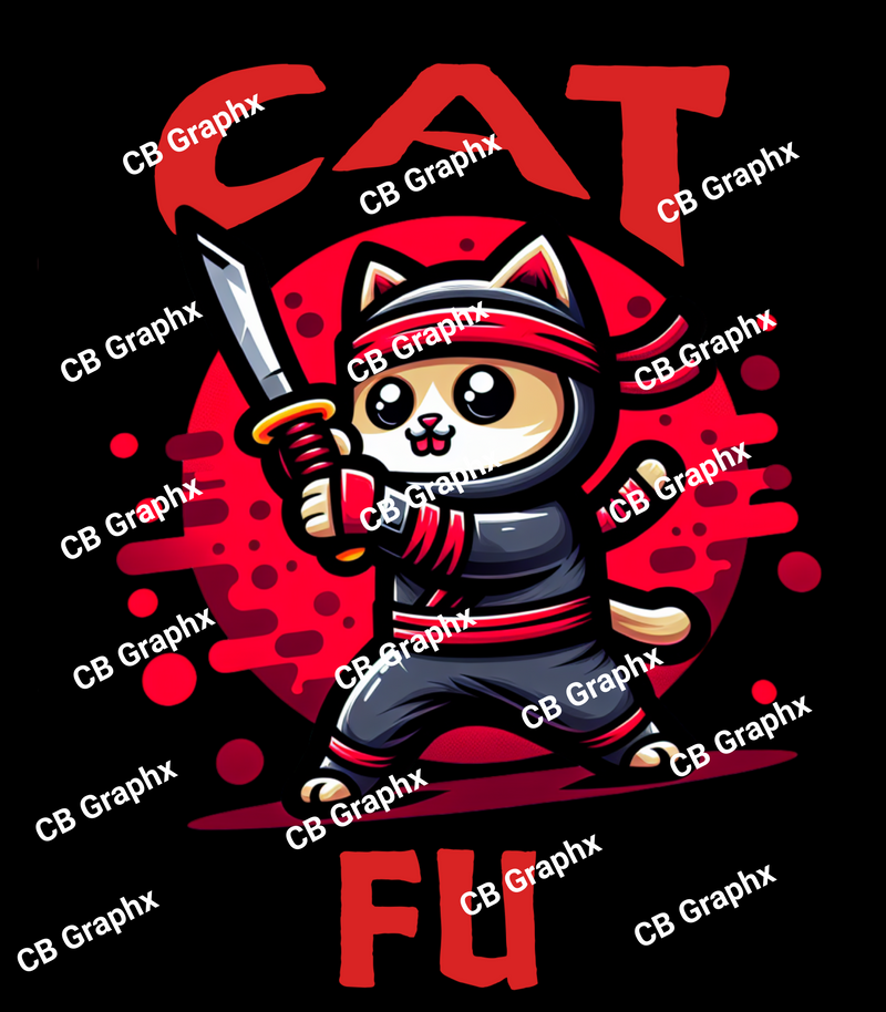 Custom Ready To Press DTF Cat Fu Transfer