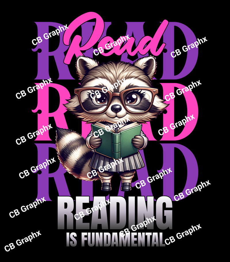 Custom Ready To Press DTF Reading Raccoon Transfer