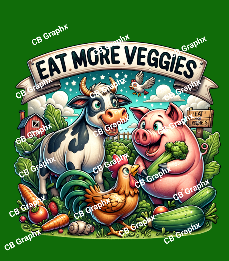 Custom Ready To Press DTF Eat More Veggies Transfer