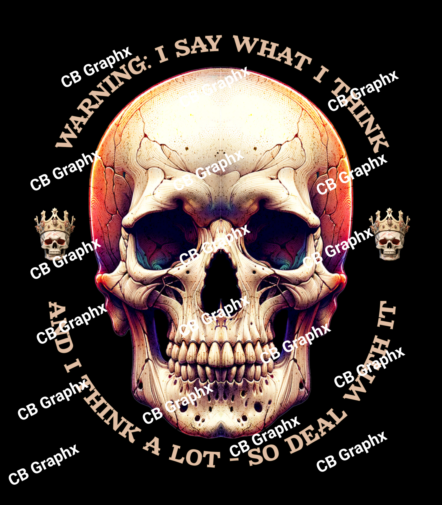 Custom Ready To Press DTF Skeleton Head Transfer