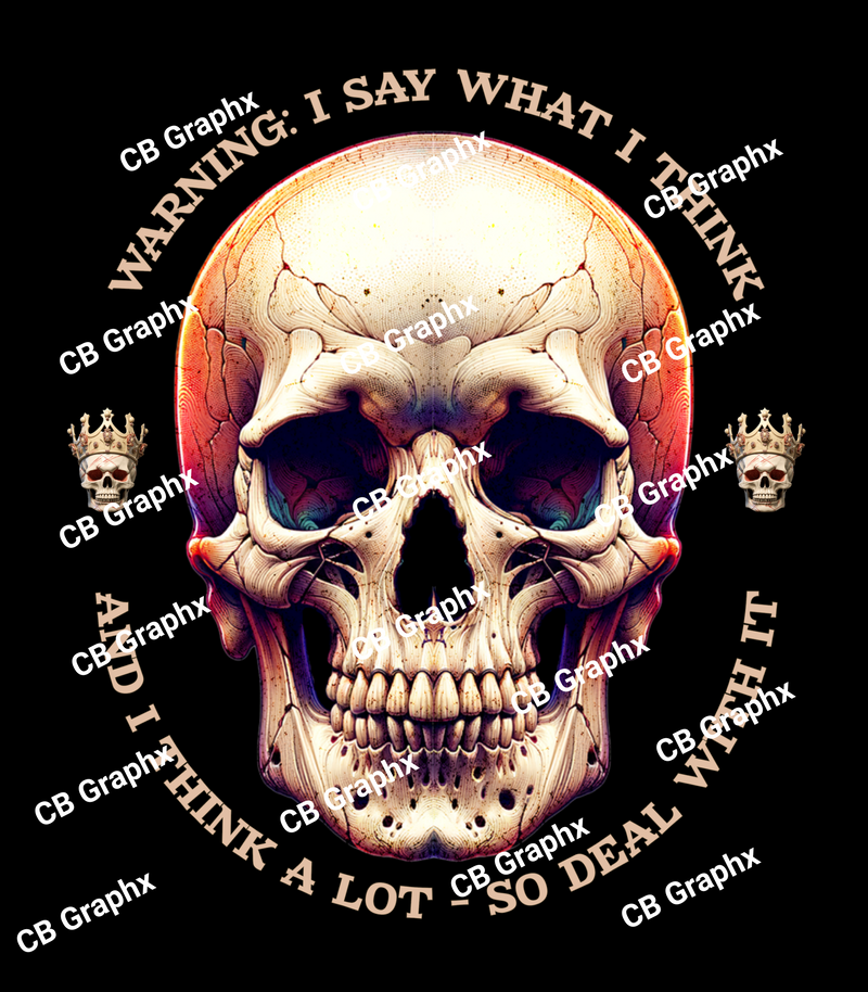 Custom Ready To Press DTF Skeleton Head Transfer