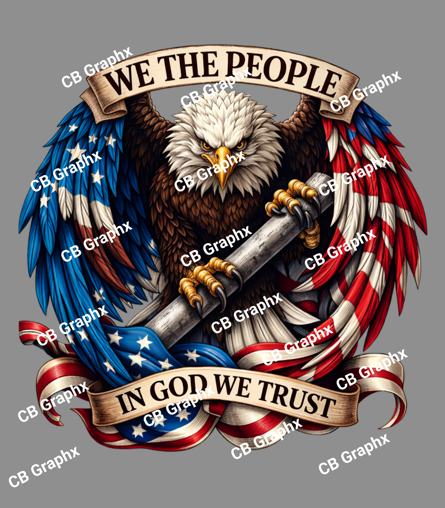 Custom Ready To Press DTF United States of America Flag & Eagle Transfer