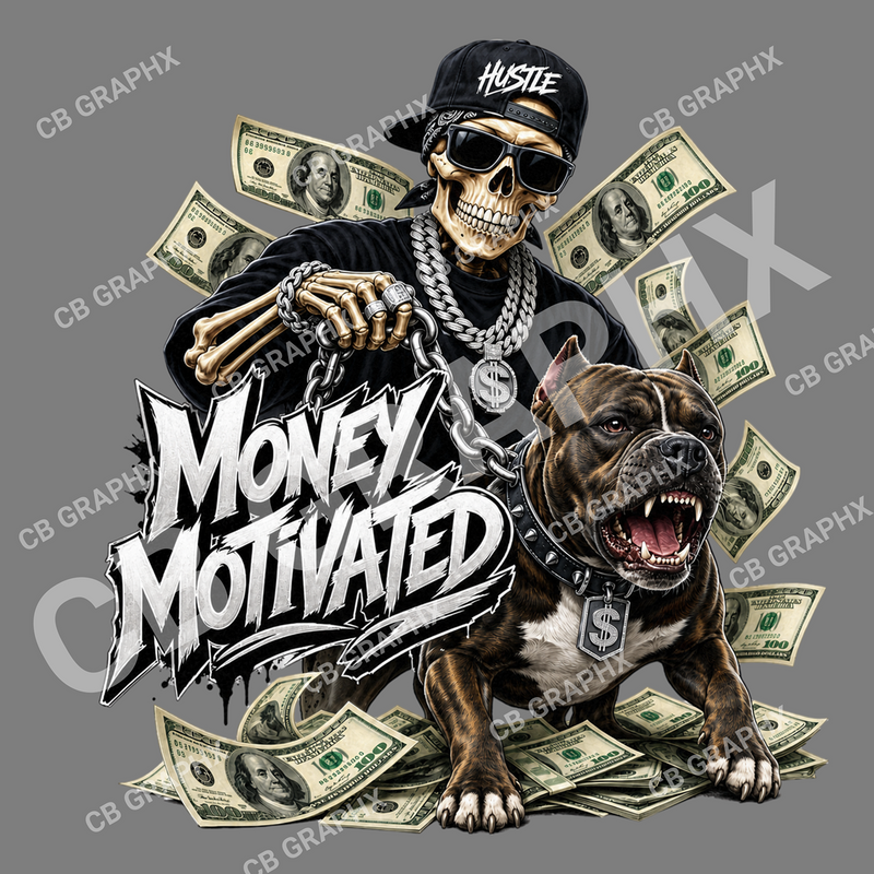 Custom Ready To Press DTF Money Motivated  Transfer